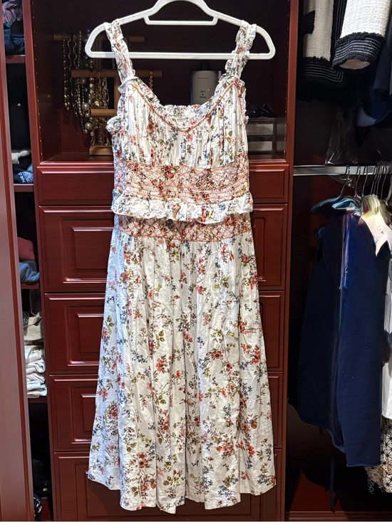 Anthropologie Dresses & Skirts - Anthropologie White Dress with Orange Stripes